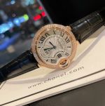Cartier 316L Steel 33MM Diameter 30M Waterproof Italian Cowhide Leather Braclet Lady Watch